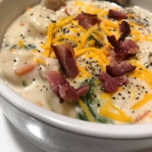 Creamy baked potato soup with bacon