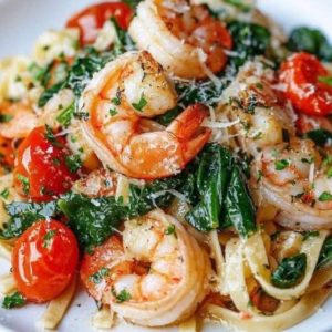 grilled-shrimp-spinach-alfredo-pasta