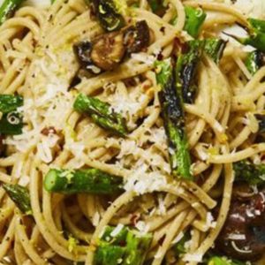 Roasted Green Beans Over Pasta